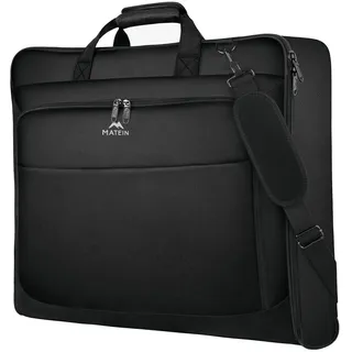 MATEIN Anzugtasche Herren, 40L Große Anzugtasche,Anzug Tasche Reisen | Garment Bag bis zu 3 Anzüge für Business Reisen, Wasserdichte Kleidersack Anzug mit Schultergurt, Für Hemden, Schuhe, Schwarz