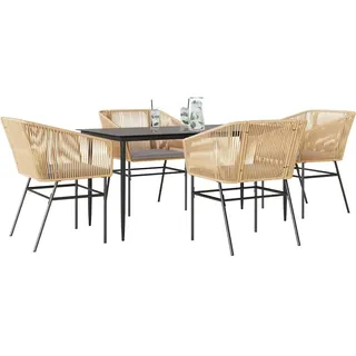 Best Möbel Gartenmöbel Set Balkonmöbel-Set 5-tlg. Garten-Essgruppe mit Kissen Braun Poly Rattan Glas - Gartenmöbelgarnituren CL1489159 3parcel - Braun