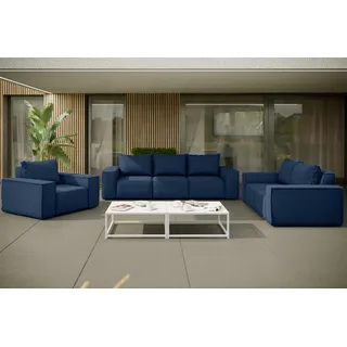 kaiser möbel Gartenmöbel set 3 2 1 für den Garten, Terrasse, gartenmöbel lounge set Sonne Exclusicve Marineblau - Blau