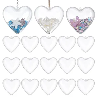 UNICRAFTALE 25 Stück Durchsichtige Befüllbare Herz Ornamentkugeln Aus Kunststoff Durchsichtige Weihnachtsornamentkugeln Weihnachtskugeln Zum Selbermachen Bastelkugeln Für Party Hochzeit 7.5x8x4.8cm