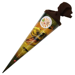 Goldbuch 97 574 Schultüte Dinosaurier, Geschenktüte mit Licht- und Soundeffekten, Lackkarton, Geschenkverpackung, schwarzer Filzverschluss (ohne Verschlussband), Zuckertüte rund, Länge 70 cm, Ø 19 cm