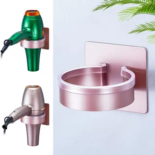 WAYASI Föhnhalter Wand Ohne Bohren, Föhn Halterung Aufbewahrung, Fönhalterung Wandhalterung, Halterung für Fön, Selbstklebend Haartrocknerhalter für Bad Barbershop Hotel (Roségold)