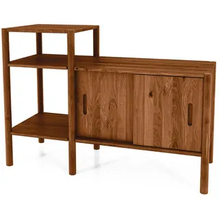 byoak Regal INA Wildeiche , Mokka , Holz , Kerneiche , 120x86x46 cm , Wohnzimmer, Regale, Bücherregale