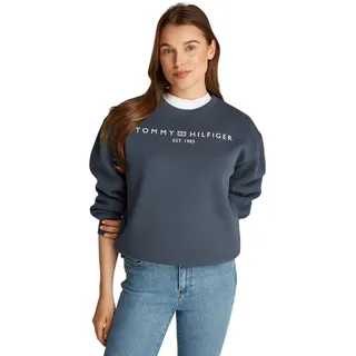 Tommy Hilfiger Damen Sweatshirt ohne Kapuze, Blau (Military Denim), S