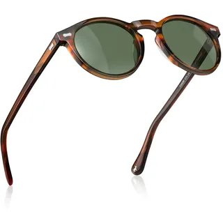 CARFIA Sonnenbrille Herren Polarisiert Retro Rund Acetat-Rahmen | UV400 Schutz Modebrille,Ideal Für Fahren & Angeln, Klassisches Design