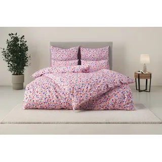 Bettwäsche OTTO HOME "Mariby", rosa (rosé), B/L: 155cm x 220cm, 1 Stk., 1 Stk., Renforcé, B/L: 80cm x 80cm, 2, Renforcé, Obermaterial: 100% Baumwolle, Bettwäsche, Bettwäsche, mit feinem Blümchen Design, skandinavisch, romantische Bettwäsche
