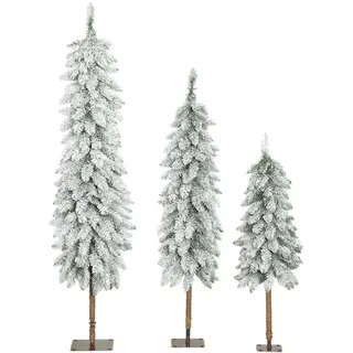 Homcom Künstlicher-Weihnachtsbaum 3er-set mit Schnee 90/120/150 cm mit Metallständer , Grün , Kunststoff , 150 cm , Dekoration, Weihnachtsdekoration, Christbäume & Zubehör