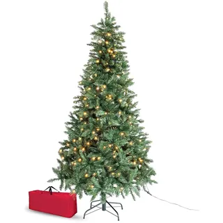 Brigros - Künstlicher Weihnachtsbaum aus dichter Kiefernnadel, + Tasche, realistischer Effekt, Zweige mit Haken, einfache Montage, PVC, Metallbasis, schwer entflammbar (Light, 210 cm)