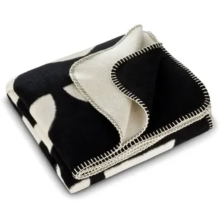 RIEMA RIEMA® Kuscheldecke Joris aus Bio-Baumwolle - Moderne Sofadecke in schwarz-beige mit Halbkreisen im Skandi-Stil - Oeko-TEX zertifizierte Bio-Baumwolldecke 150x200cm