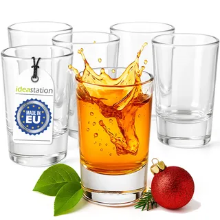 idea-station Straight Schnapsgläser 6 Stück - 4 cl (40 ml) - moderne Shotgläser aus Glas - perfekt für Party, Vodka, Schnäpse