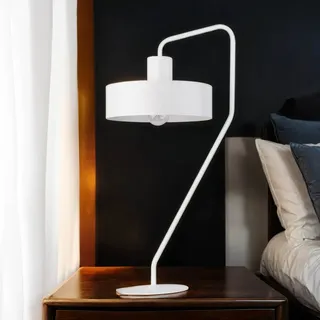 Nachttischlampe Weiß Metall Lesen E27 61,5 cm Retro tisch Leuchte Schlafzimmer
