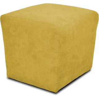 DOMO. collection Polsterhocker Bob, Sitzhocker, Sitzwürfel, Fußhocker, 46 x 46 x 43 cm (BxTxH), Webstoff in gelb (senf)