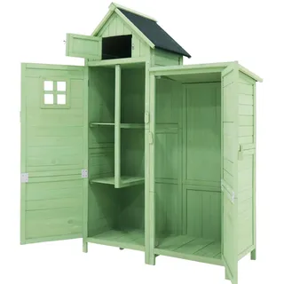 Gartenschrank - Geräteschrank für Außenbereich - Wetterfest - Holz mit PVC-Dach - Aufbewahrung für Werkzeuge - Gartenmöbel