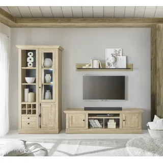 Home Affaire »Cornwall, Anbauwand im Landhausstil, Wohnzimmer-Set, in Eiche Dekor« Set, 3 Stk. tlg., braun