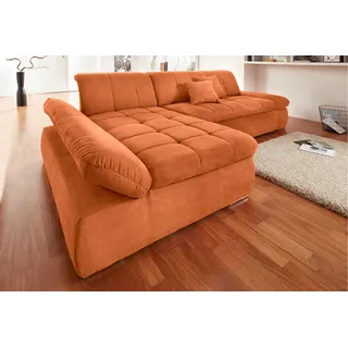 DOMO collection Ecksofa »NMoric XXL, B/T/H: 300/172/80cm, Revamierenabschluss L-Form«, wahlweise mit Bettfunktion und Armlehnverstel,lung, orange