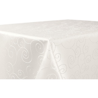 BEAUTEX Tischdecke Damast Ornamente - Bügelfreies Tischtuch - Fleckabweisende, Pflegeleichte Tischwäsche - Tafeltuch, Eckig 110x110 cm, Champagner