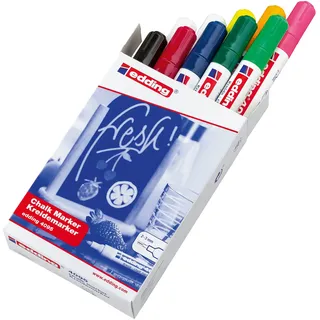 edding 4095 Kreidemarker Weiß, Weiß, Schwarz, Rot, Blau, Grün, Hellgrün, Neongelb, Neo