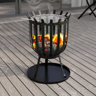 Home Discount Feuerschale aus Stahl Outdoor Garden Terrassenstrahler Fire Burning Brenner Warenkorb BBQ Grill, Sqaure oder rund, Quadrat, Schwarz