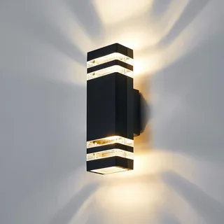 CELAVY LED Wandleuchte Wandlampe aussen - IP65 Außenlampe Aussenlampe Wand, GU10 Up Down Außenleuchte Außenwandleuchte 3000K, Aussenleuchte Außenbeleuchtung Hauswand Terrasse Haus, Schwarz