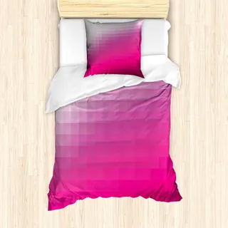 ABAKUHAUS Hot Pink Mantele, modernes Mosaik, Milbensicher Allergiker geeignet mit Kissenbezügen, 135 cm x 200 cm - 80 x 80 cm, Dark Purple Pink - Rosa