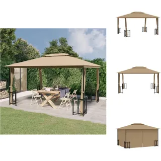 vidaXL Pavillon mit Seitenwänden & Doppeldach 3x4 m Taupe - Pavillons & Partyzelte - Taupe