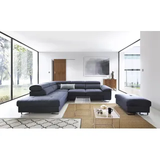 Textil Sofa Ecksofa Sofa Couch Polster Wohnlandschaft Textil Sofas Couchen LForm - Blau