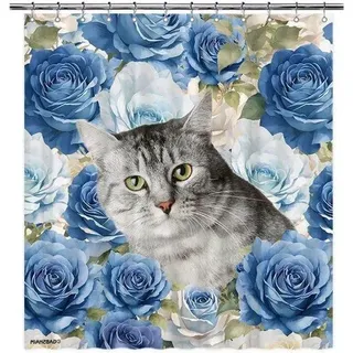 Blauwe Badgordijn für Hunde - Polyester - Wasserfest - 165x180 cm - Mehrfarbig