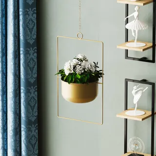 Evila Originals, Parapet - Gold, Dekorativer Topf, Gold, 100 % METALL, 25 x 17 x 40 cm - Gold