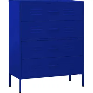 vidaXL Kommode Marineblau 80x35x101,5 cm Stahl - Blau