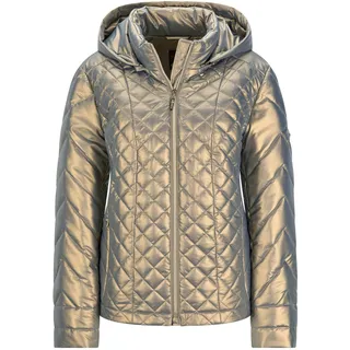 Steppjacke GOLDNER "Kurzgröße Metallicjacke mit Kapuze", Damen, Gr. 20, gold (goldfarben), Obermaterial: 100% Polyamid PA., figurumspielend, weit, Jacken Steppjacke, abnehmbare Kapuze