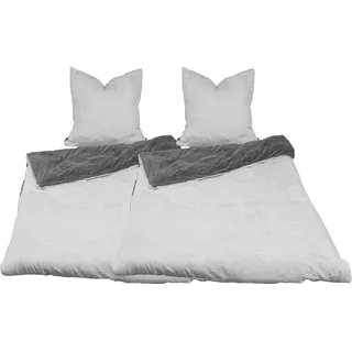 4tlg Cashmere Like Wende Bettwäsche Garnitur Bettzeug135x200cm - Grau