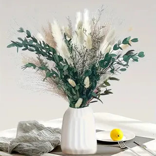 65 Stück Natürliches Pampasgras Dekoration – Trockenblumen Strauß in Braun – DIY Deko für Wohnzimmer, Schlafzimmer & Hochzeit im Boho Style