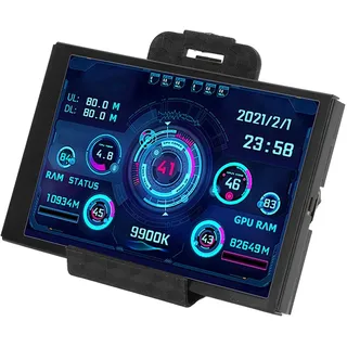 Annadue 3,5 Zoll IPS USB Bildschirm, PC Sensor Panel Display, 320 X 480 Computer Temperaturmonitor, Tragbare PC Temperaturanzeige für CPU RAM HDD Datenmonitor (Schwarz)