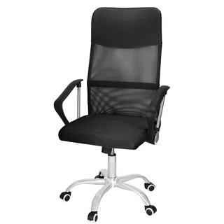Springos® Bürostuhl Computerstuhl Rückenlehne Gepolstert Höhenverstellbar mit Rollen Drehstuhl bis 120 kg - Schwarz