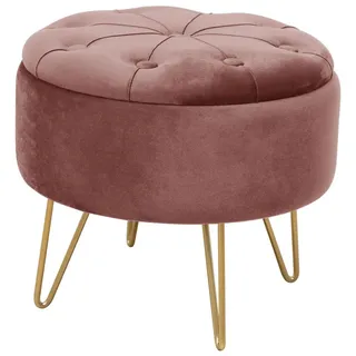 akord furniture factory Pouf aus Samt 38 x 33 x 38 cm Grau/Pink/Rosa