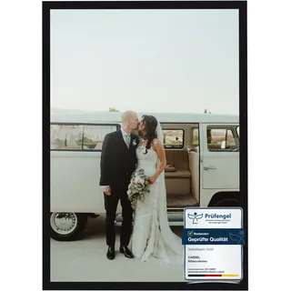CABBEL 1x Bilderrahmen 60x80 cm Schwarz Rahmen 1-Pack | Dokumentenrahmen, Collage, Poster | MDF Holz-Posterrahmen Acrylglas | Picture Frame, Puzzlerahmen, Bilder, Fotorahmen zum Aufhängen