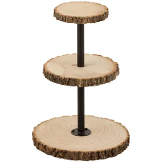 J-Line Tablett mit 3 Ebenen, rund, Paulownia-Holz, Natur