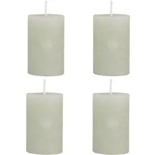 4er Set Macon rustikale Stumpenkerze Kerze Antik Altarkerzen 100% Paraffin lange Brenndauer H8/D5 cm Verte
