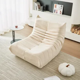 okwish Freizeitsessel, Fernsehsessel, Kinosessel, Sofa-Freizeitsessel, Einzelsofa, Faules Sofa, indoor-Sitzkissen,Beige (Teddyfleece + Schwamm)