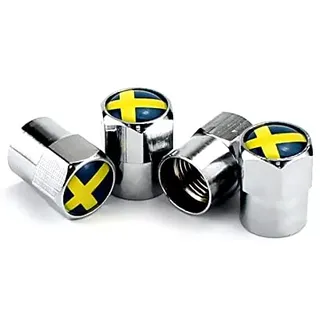 Goliton Britische Flagge Mini Ventilkappe Metall Gasdüsenkappe - Silber (Schwedische Flagge)