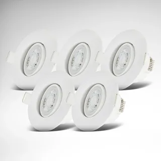 B.K.Licht Einbauleuchte 5er Set IP65 dimmbar Kunststoff 9 x 4,2 cm weiß