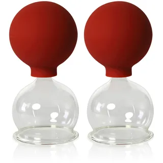Lauschaer Glas Schröpfgläser mit Ball 2 Stück 50 mm zum professionellen, medizinschen, feuerlosen Schröpfen, Schröpfglas, Schröpfgläser