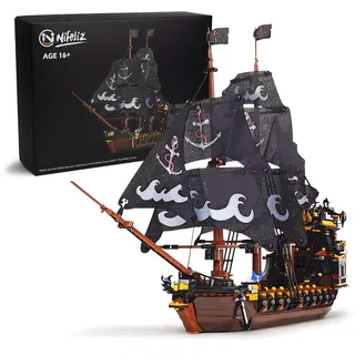 Nifeliz Piratenschiff Klemmbausteine, Black Piraten Schiff Segelschiff Bauspielzeug, Piraten Geschenk für Erwachsene und Jugendliche (1334 Teile)