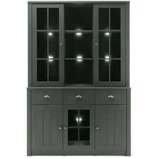 Furn.Design Buffetschrank grün 130 x 196 cm, Buffet Landhaus-Stil , Holzwerkstoff , Nachbildung , Uni , 130x196x43 cm , Esszimmer, Anrichten, Buffetschränke