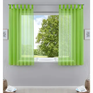 Gardinenbox Voile Gardine Schlaufenschal 175 x 140 cm Apfelgrün 2 St.