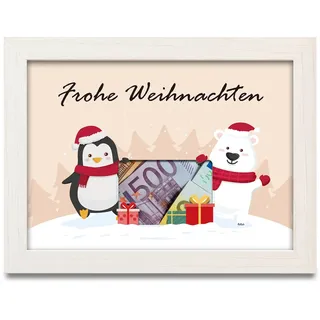 Weihnachten Geldgeschenk, Geldgeschenke Verpackung Weihnachten, Weiß Bilderrahmen mit Bär, Geldkarte Weihnachten, Lustige Geschenkverpackung Weihnachtengeschenke für Kinder Frauen Männer Familie