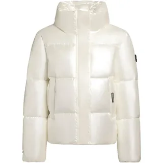 khujo Steppjacke »Steppjacke Rinja Shiny-YM«, ohne Kapuze, Glänzende kurze Winterjacke für Damen, weiß