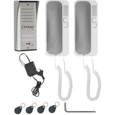 Cyfral Türsprechanlage Gegensprechanlage Cosmo R 2 mit 2-Draht-Anschluss, RFID Leser integriert, Set für zwei Familie
