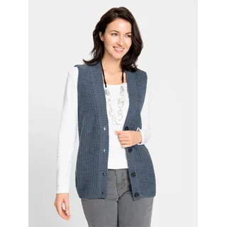 Strickweste INSPIRATIONEN, Damen, Gr. 46, blau (rauchblau), 86% Polyacryl, 14% Wolle, unifarben, Westen Strickweste