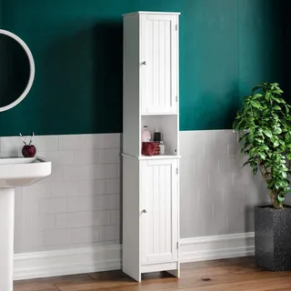 Badschrank aus Holz für die Aufbewahrung - weiß - Home Discount Badschränke hoch - Weiß